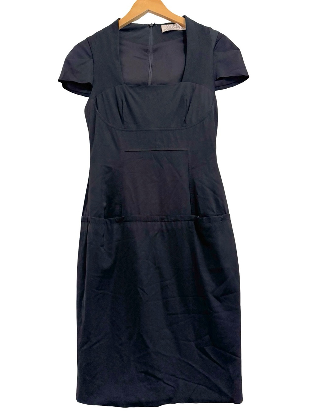 Lela Rose Square Neck Cap Sleeve Black Dress 4 - Picture 2 of 10